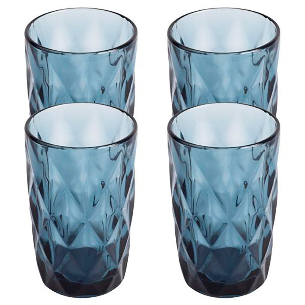 Vaso de cristal con relieve modelo aqua, 350 ml, 4 uds