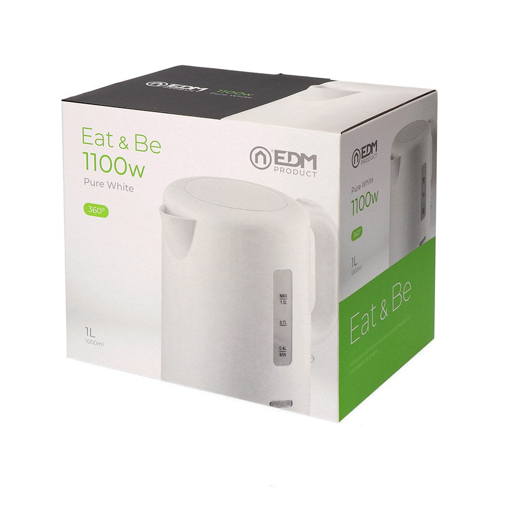 Hervidor de agua eléctrico pure white 1100 w 1 l