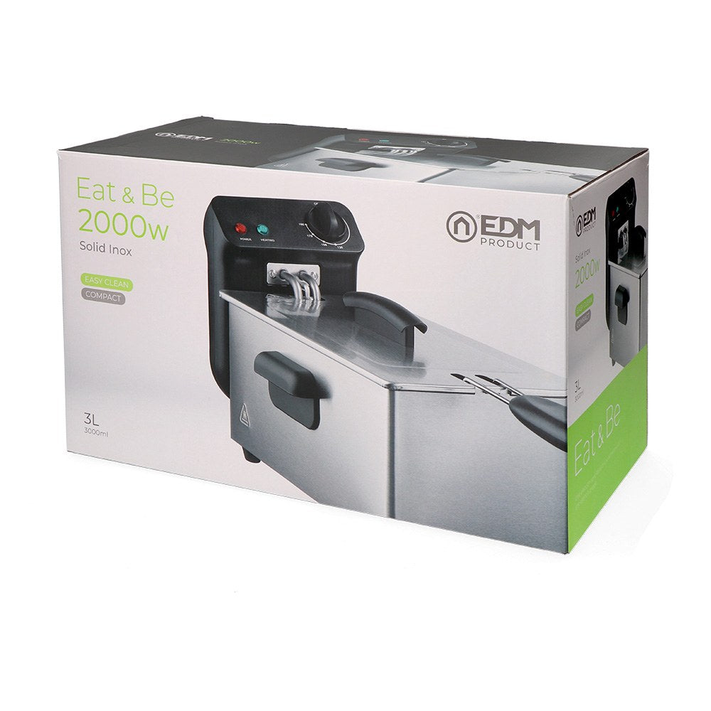 Freidora de acero inoxidable solid inox 2000 w 3 l