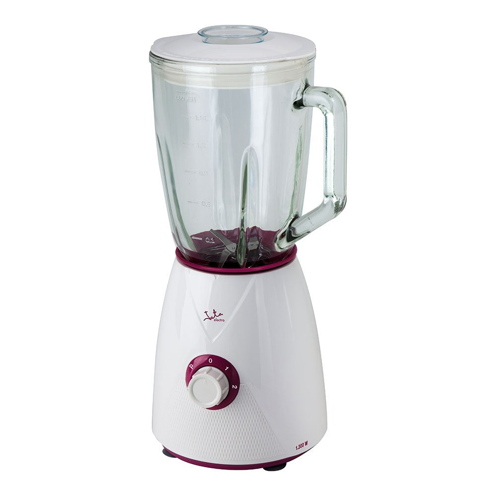 Batidora de vaso de cristal 1300 w, 1,5 l, blanca-violeta