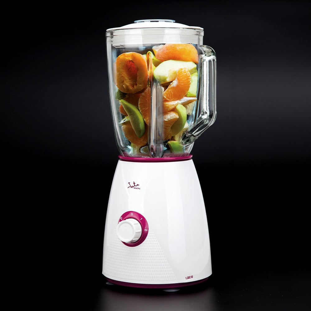 Batidora de vaso de cristal 1300 w, 1,5 l, blanca-violeta