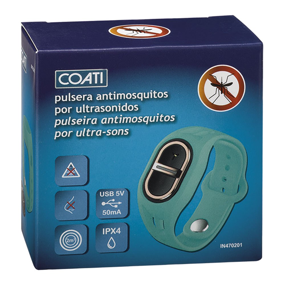 Pulsera antimosquitos por ultrasonidos recargable ipx4, verde