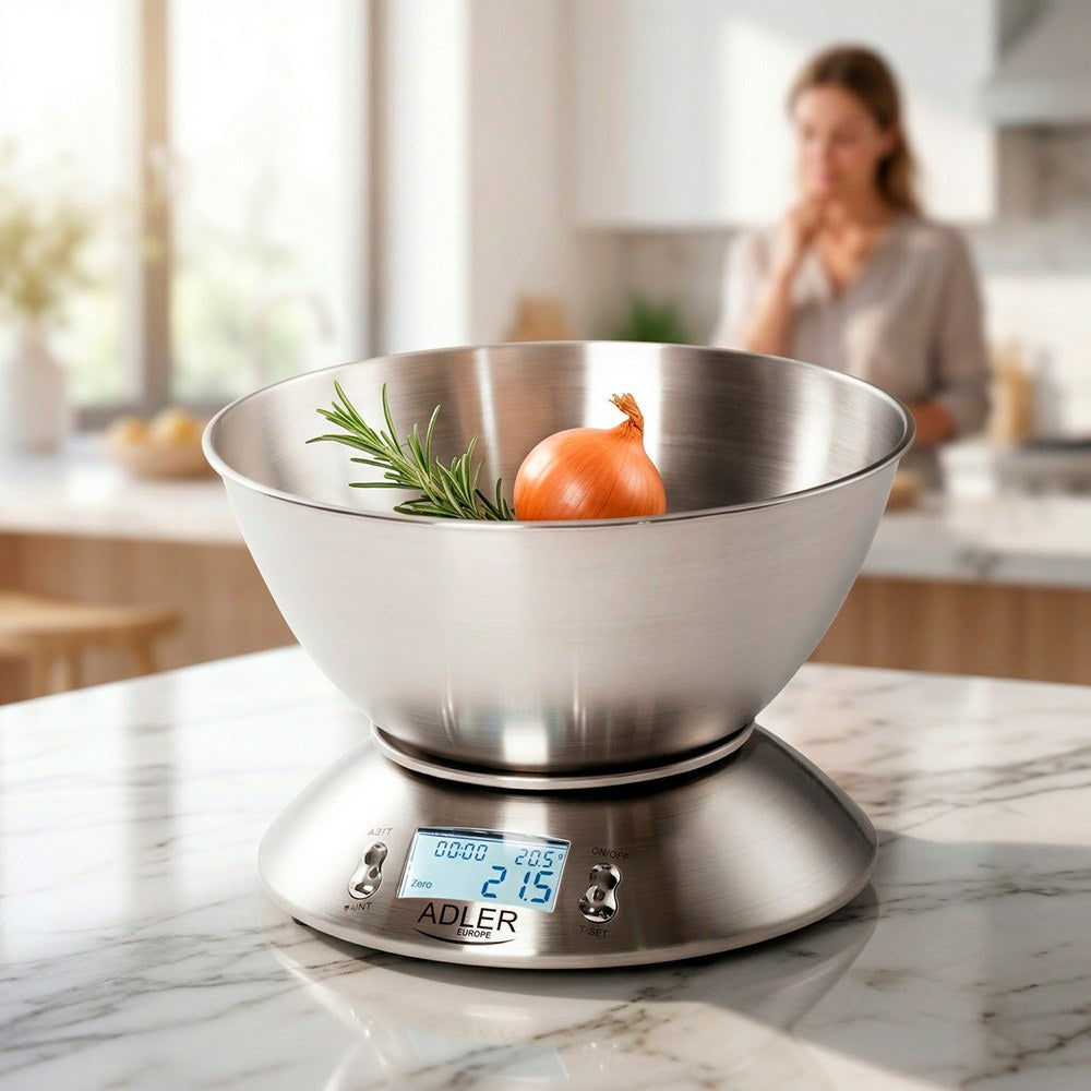 Báscula de cocina con bol 2 l, inox, ad3134, máximo 5 kg
