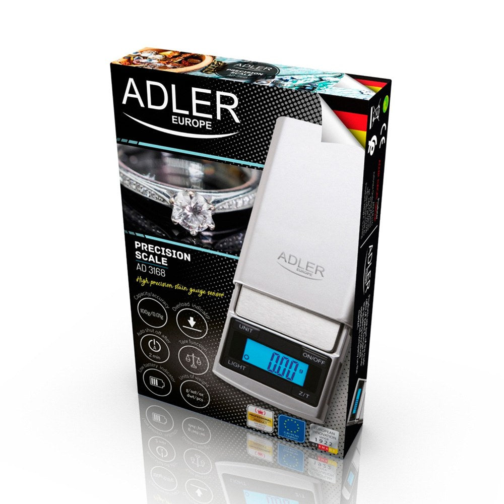 Báscula de precisión digital ad3168 inox, 0,01g / 100 g