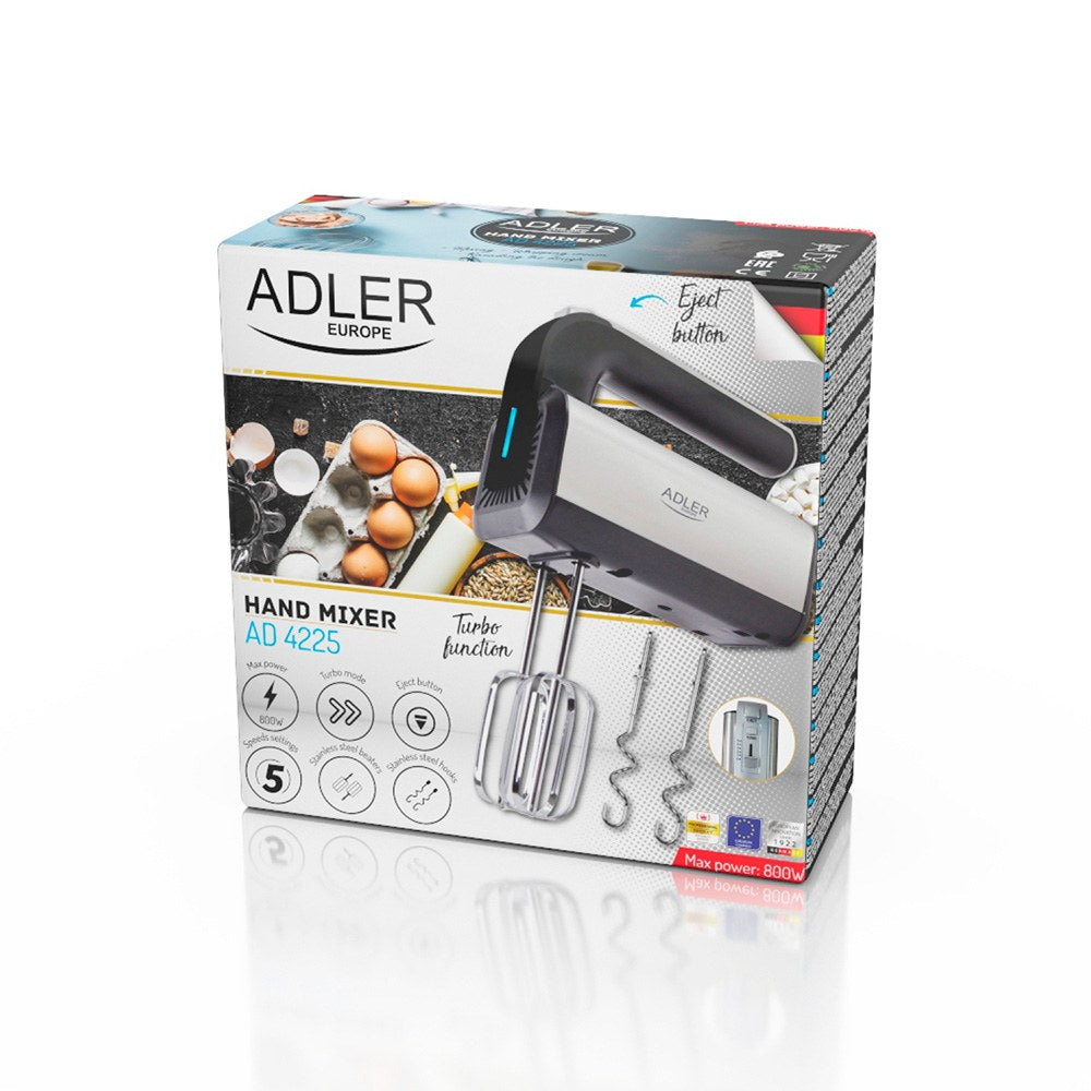 Batidora amasadora de mano, ad4225, inox y negra, 800 w