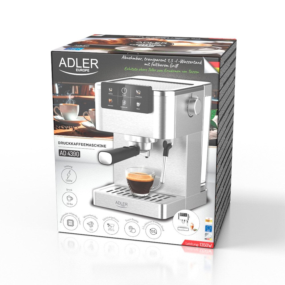 Cafetera espresso 5 en 1 ad4390, inox, 1350 w, 20 bar