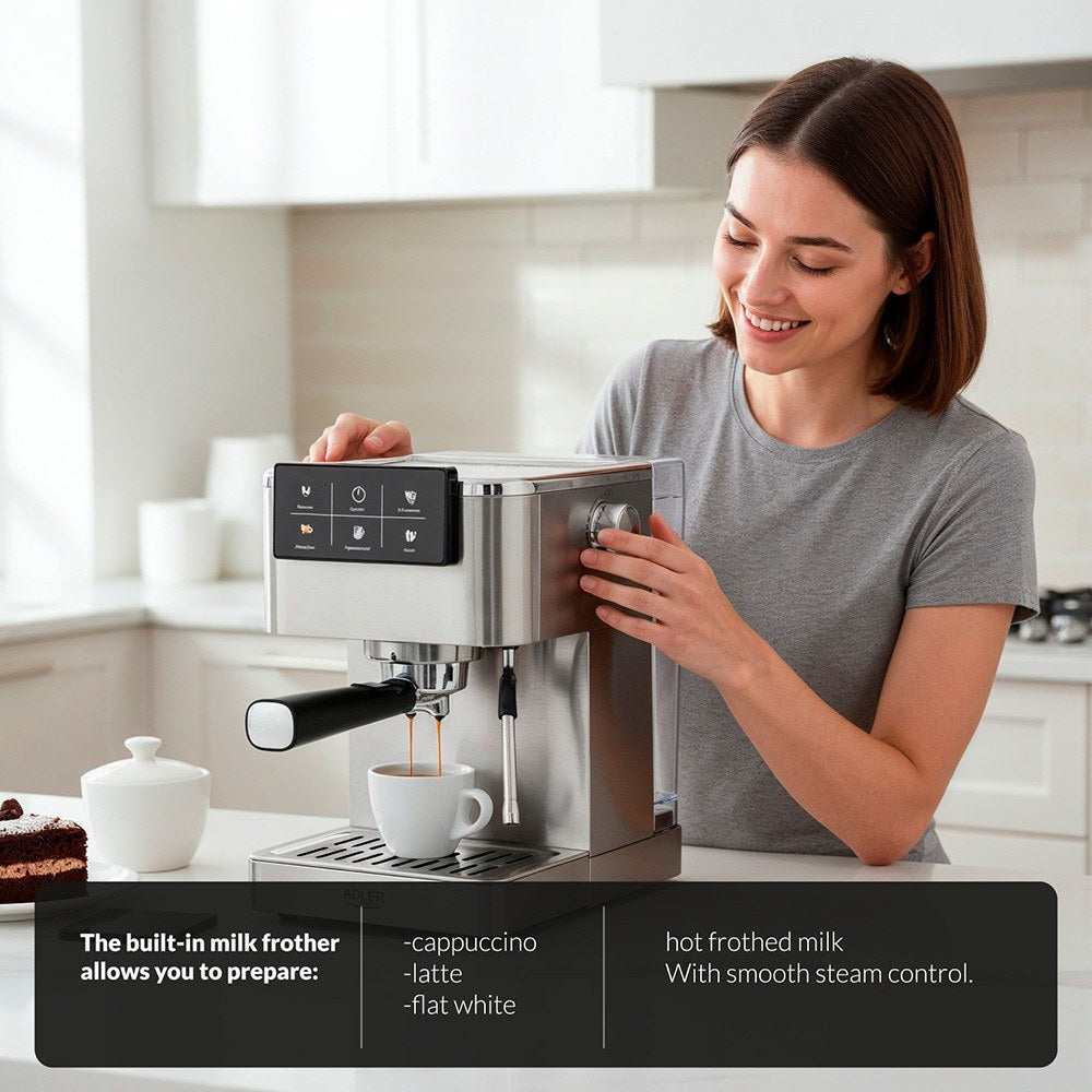 Cafetera espresso 5 en 1 ad4390, inox, 1350 w, 20 bar