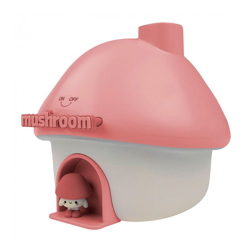 Humidificador con luz led rgb y proyector recargable modelo hongo rosa