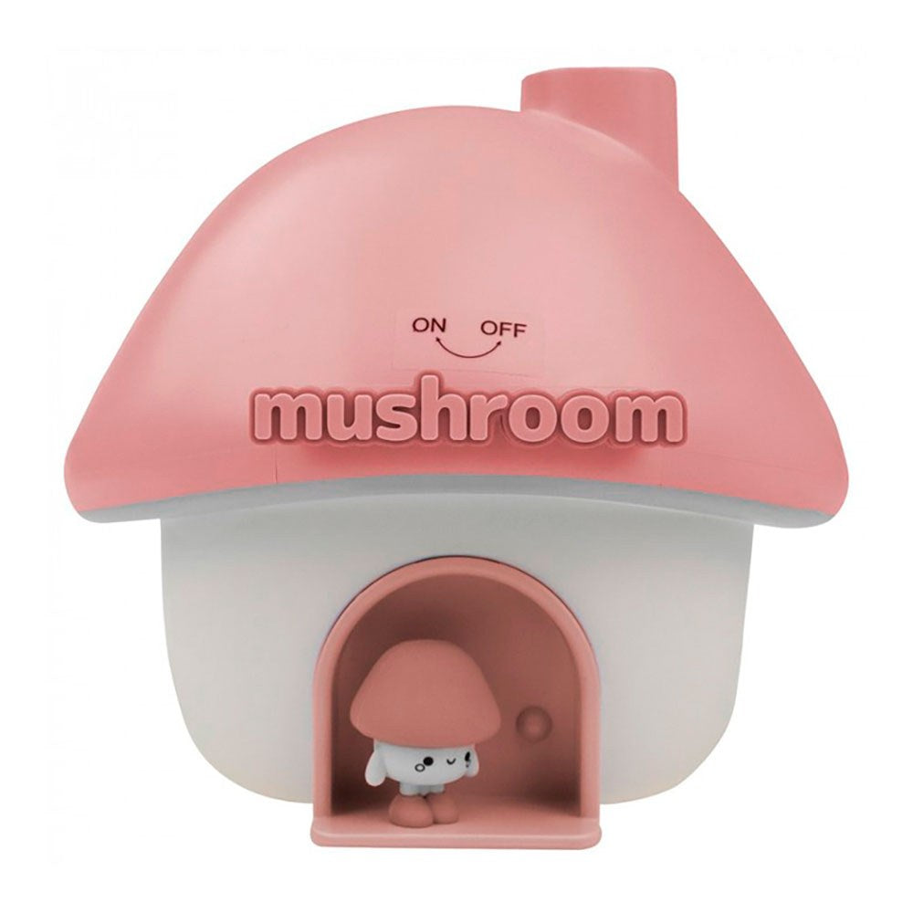 Humidificador con luz led rgb y proyector recargable modelo hongo rosa