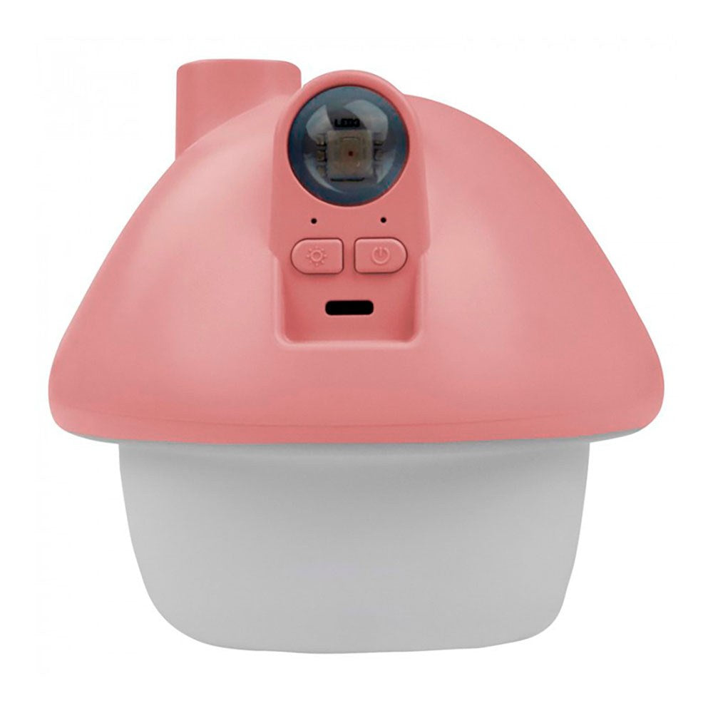 Humidificador con luz led rgb y proyector recargable modelo hongo rosa