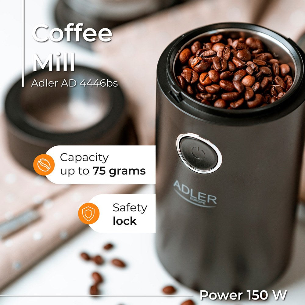 Molinillo de café ad446, negro y plateado, 150 w