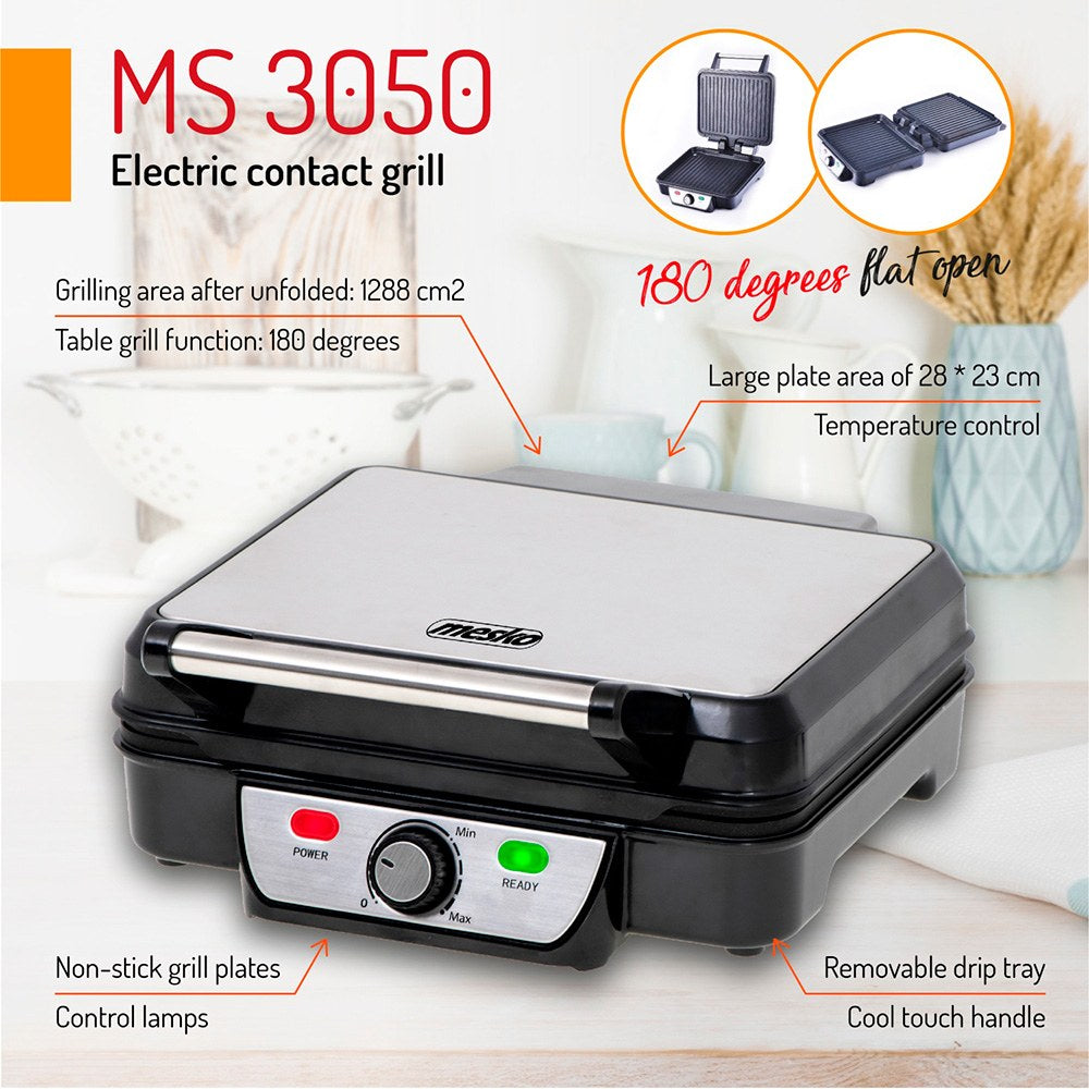 Grill multifunción ms3050, inox y negra, 2500 w