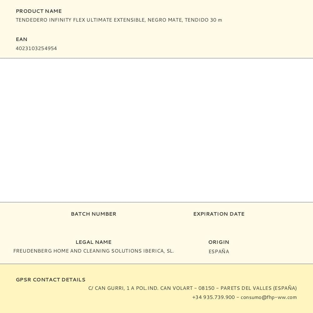 Tendedero infinity flex ultimate extensible, negro mate, tendido 30 m