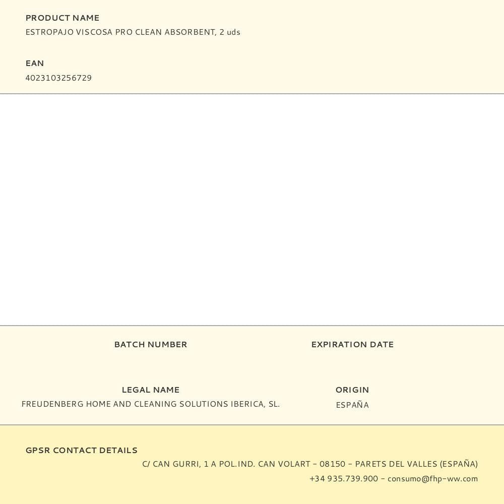 Estropajo viscosa pro clean absorbent, 2 uds