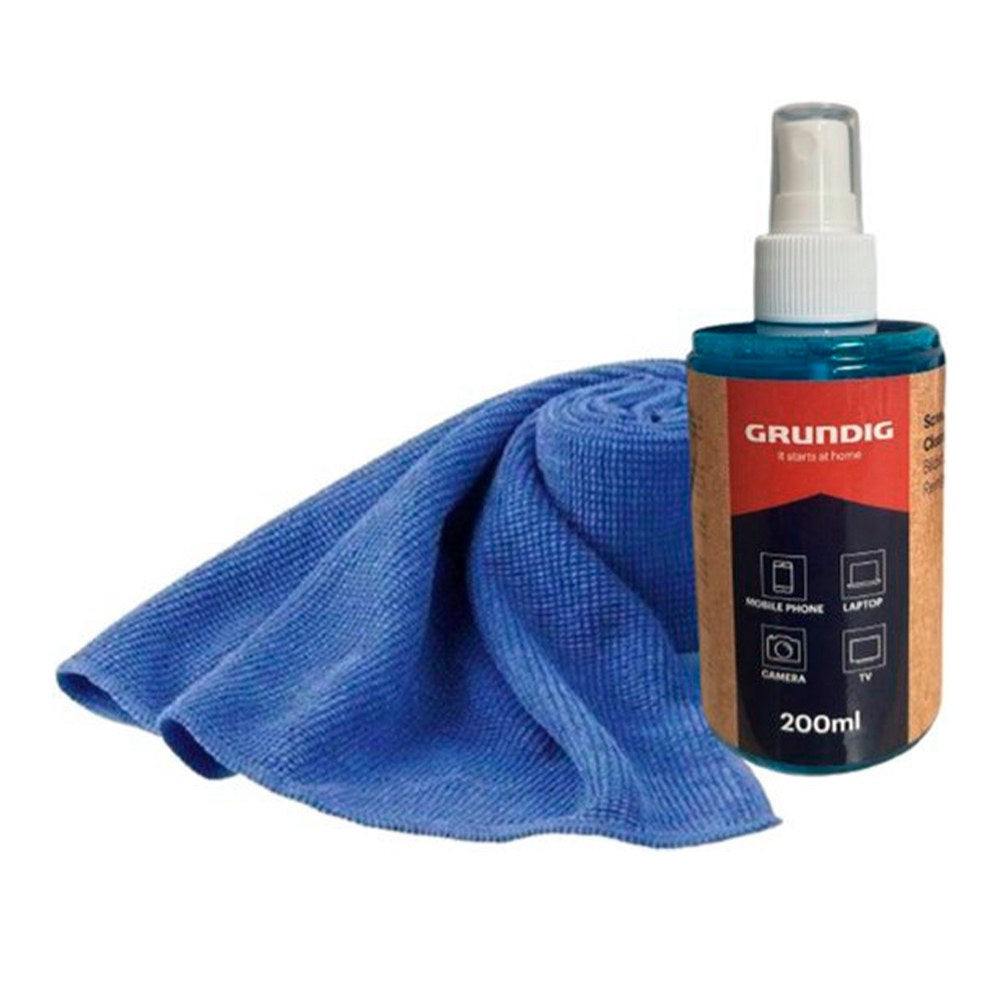 Limpiador de pantallas en spray + paño, 200 ml