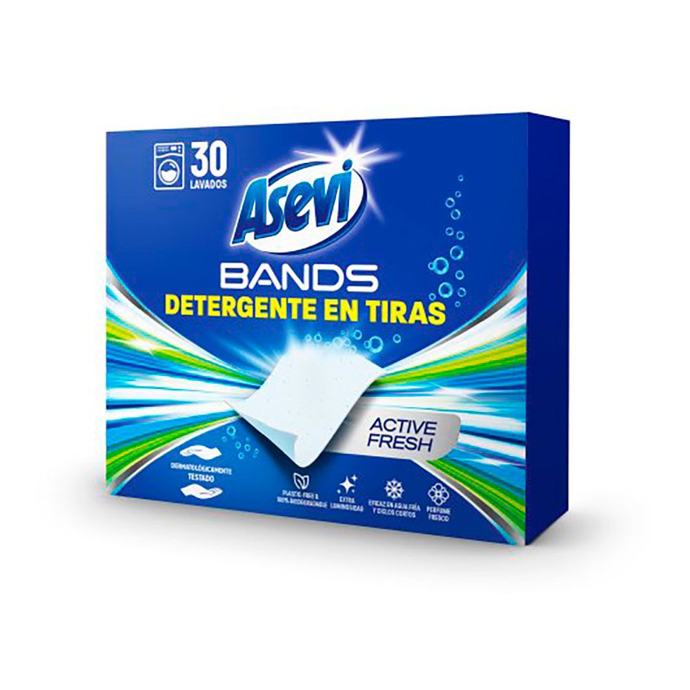 Detergente en tiras bands active fresch, 30 dosis