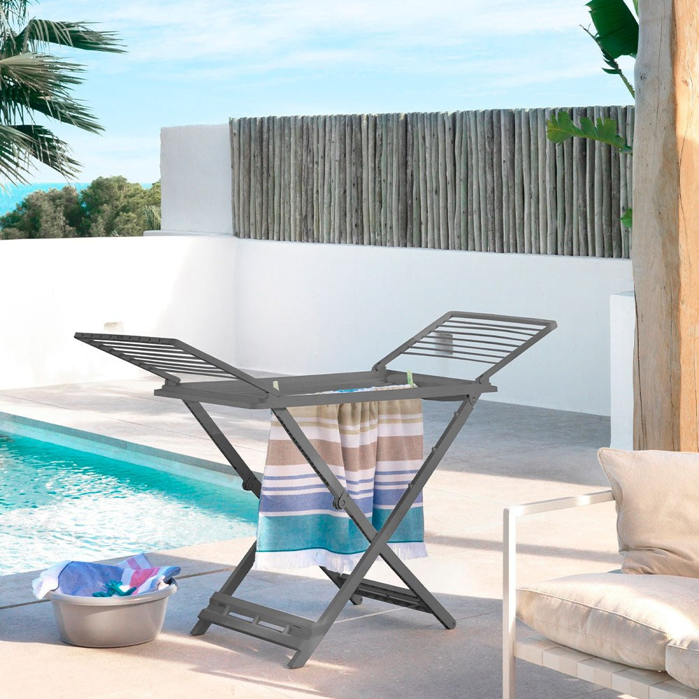Tendedero plegable con alas gris claro, tendido 21 m