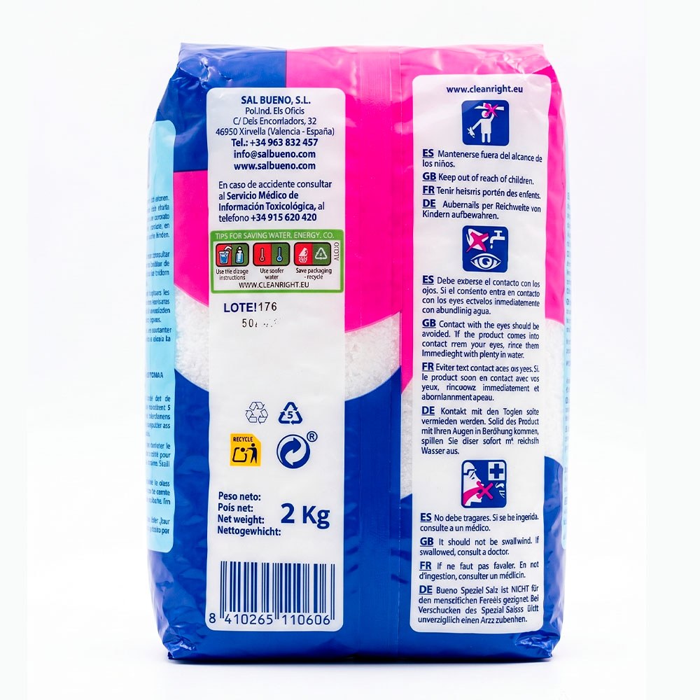 Sal para lavavajillas, granulada, 2 kg