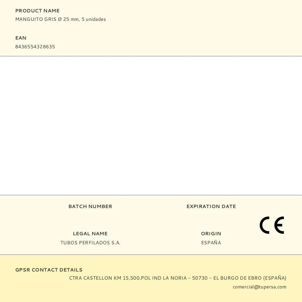 Manguito gris ø 25 mm, 5 unidades