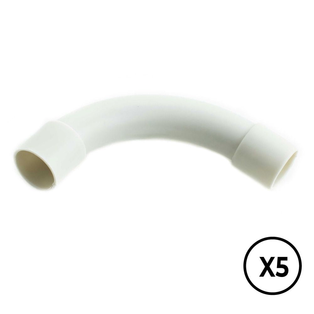 Manguito pvc curvado a 90° ø 25 mm, gris, 5 unidades