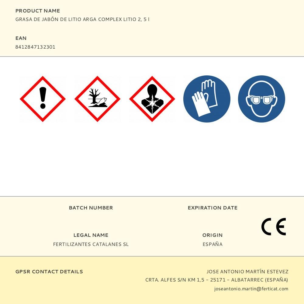 Grasa de jabón de litio, arga complex litio 2, 400 g