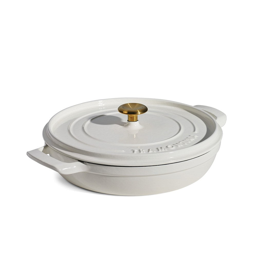 Cazuela baja con tapa de hierro fundido esmaltado, latte, 30 cm/3.8 l