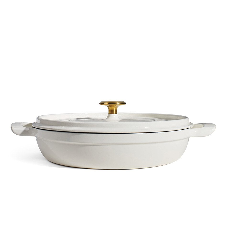 Cazuela baja con tapa de hierro fundido esmaltado, latte, 30 cm/3.8 l