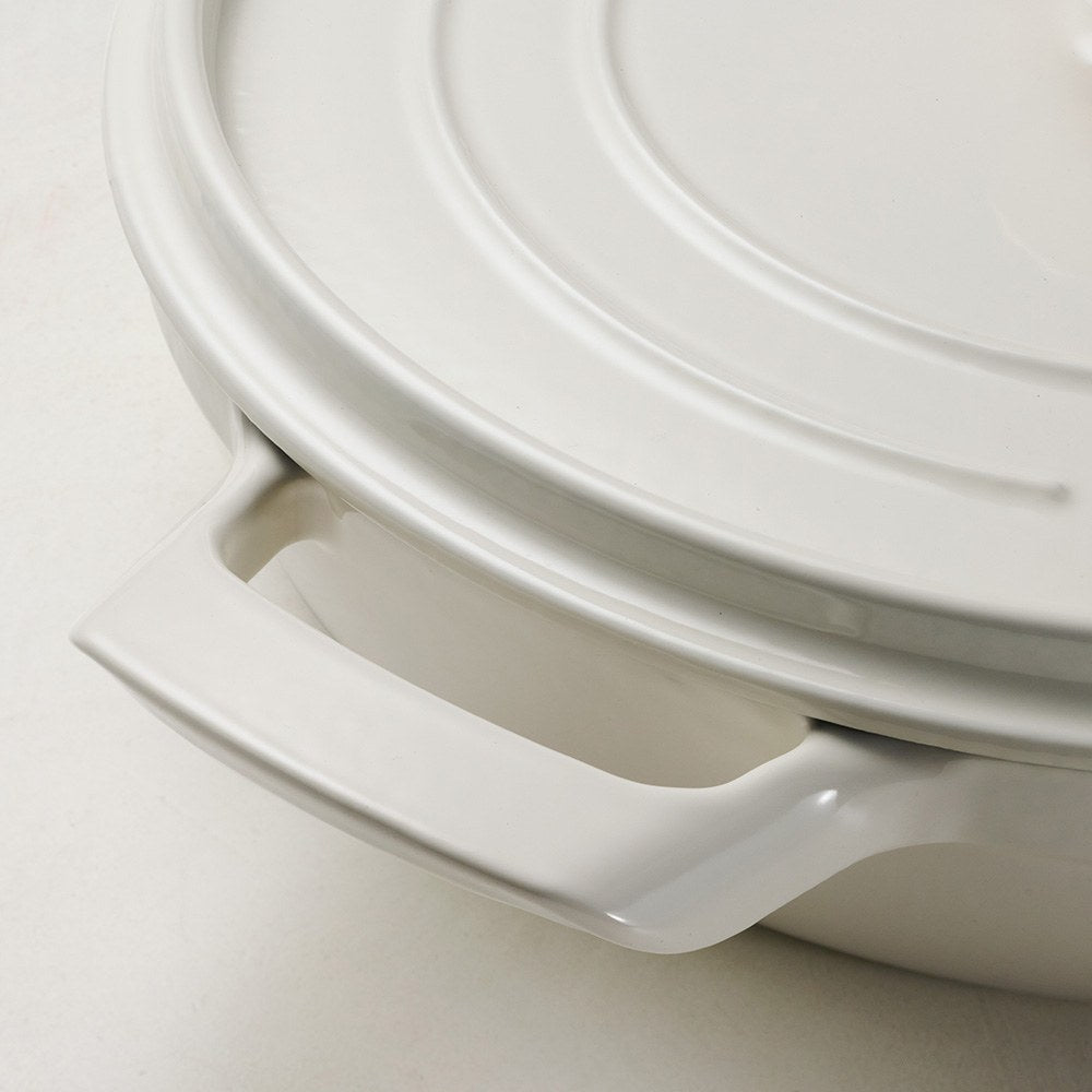 Cazuela baja con tapa de hierro fundido esmaltado, latte, 30 cm/3.8 l