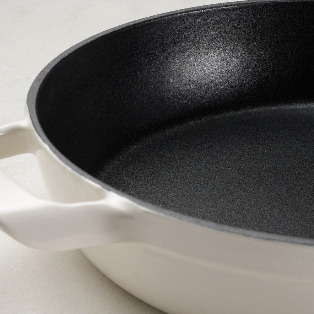 Cazuela baja con tapa de hierro fundido esmaltado, latte, 30 cm/3.8 l