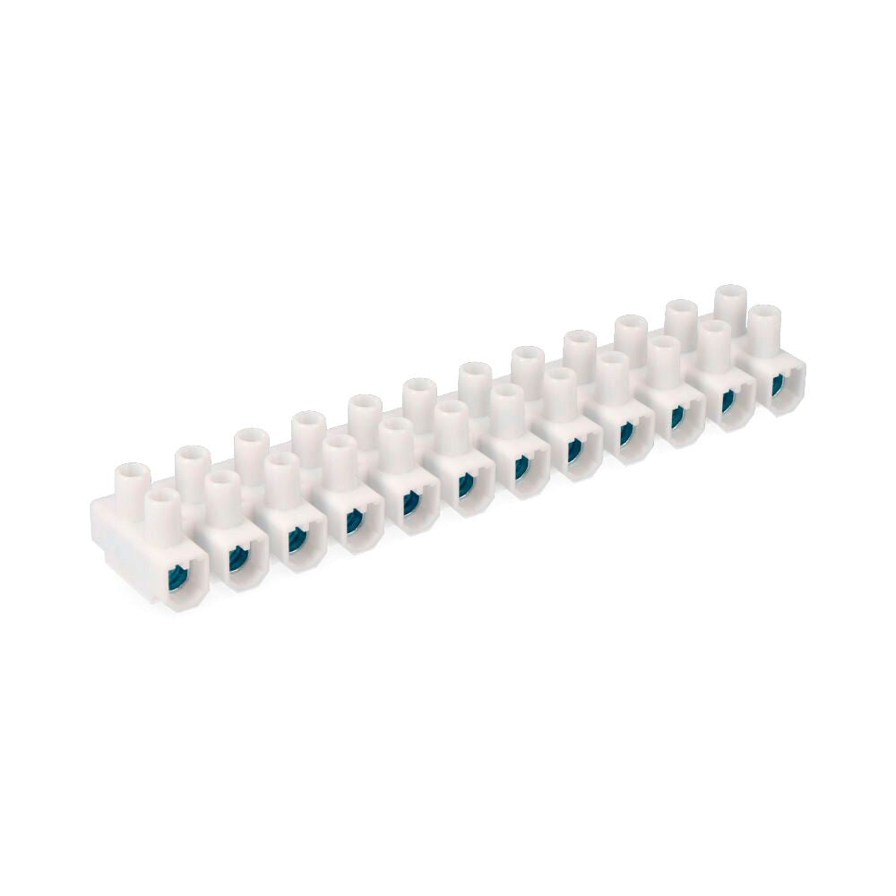 Regleta de conexion de 25 mm , 12 conectores, homologada, blanca