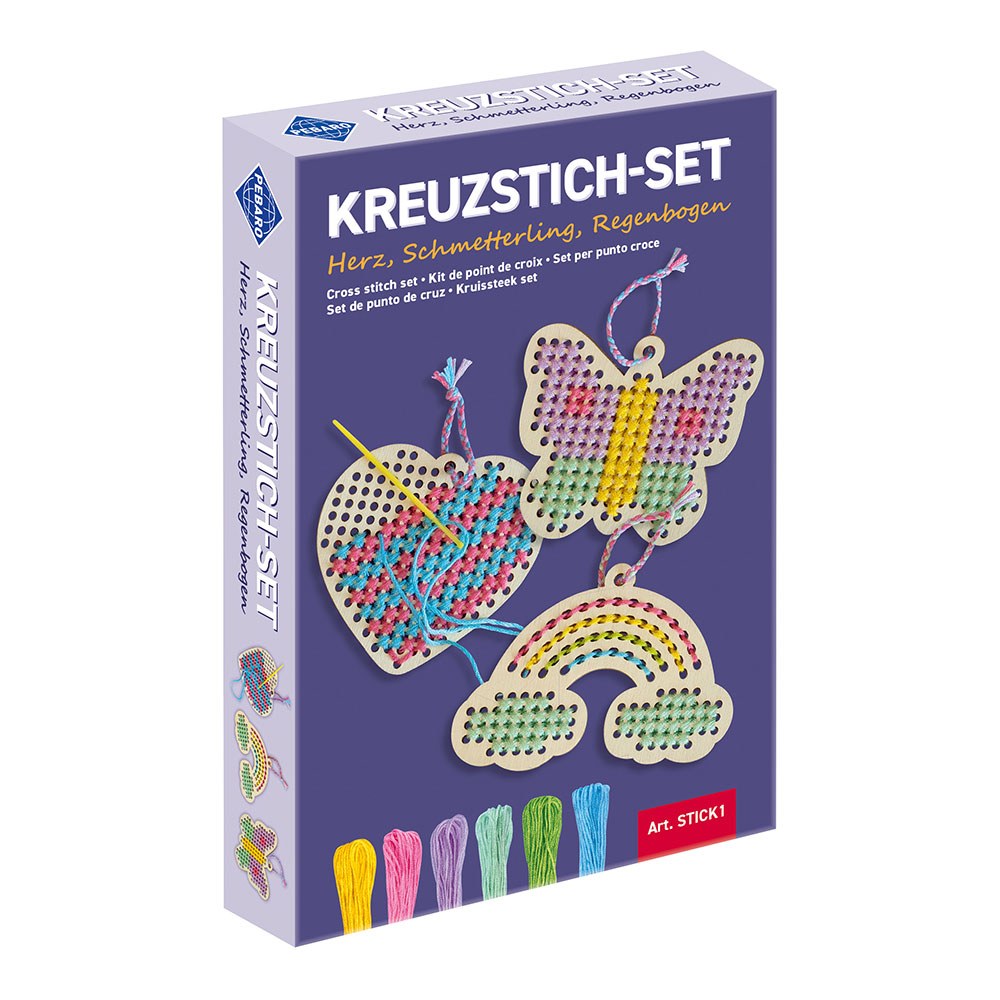 Kit de bordado infantil mariposa, arcoíris y corazón