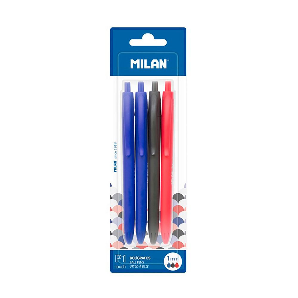 Boligrafos pack negro, rojo, 2 x azul