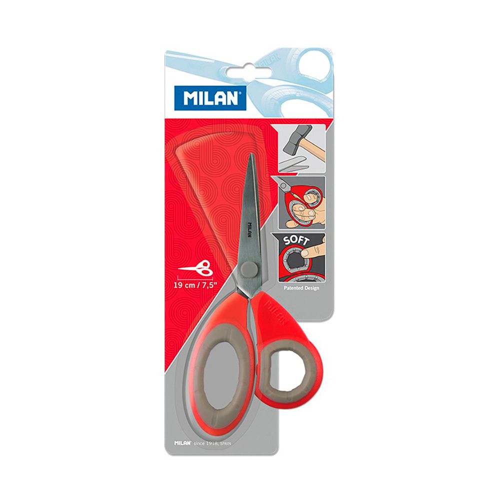 Tijeras de oficina rojas 19 cm, blister