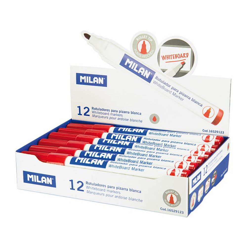 Rotuladores para pizarra blanca ø4,7mm rojo, caja 12 uds