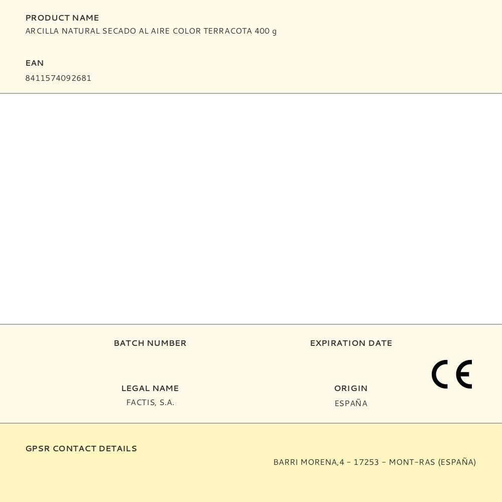 Arcilla natural secado al aire color terracota 400 g