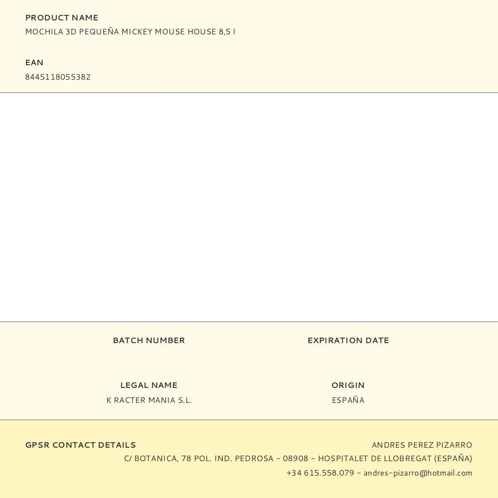 Mochila 3d pequeña mickey mouse house 8,5 l