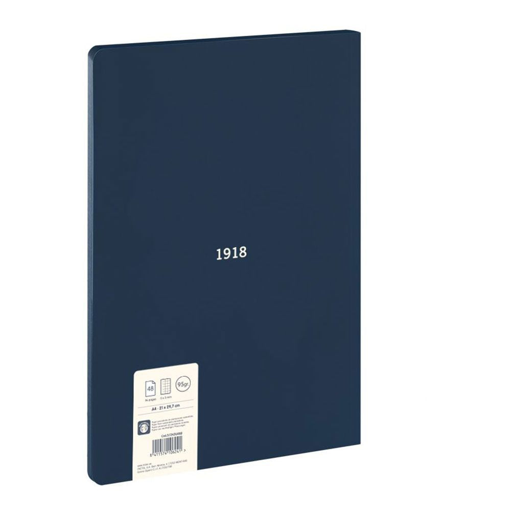 Cuaderno a4 cuadriculado encolado azul marino