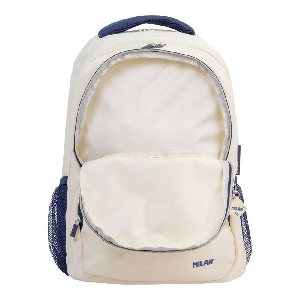 Mochila escolar 4 cremalleras serie 1918 25 l beige y azul marino
