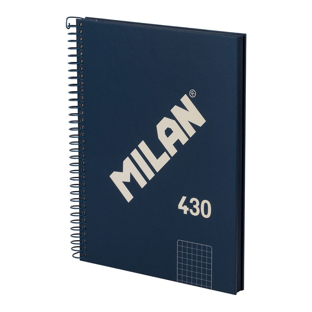 Cuaderno a5, con espiral, tapa dura, 80 hojas cuadriculadas, azul