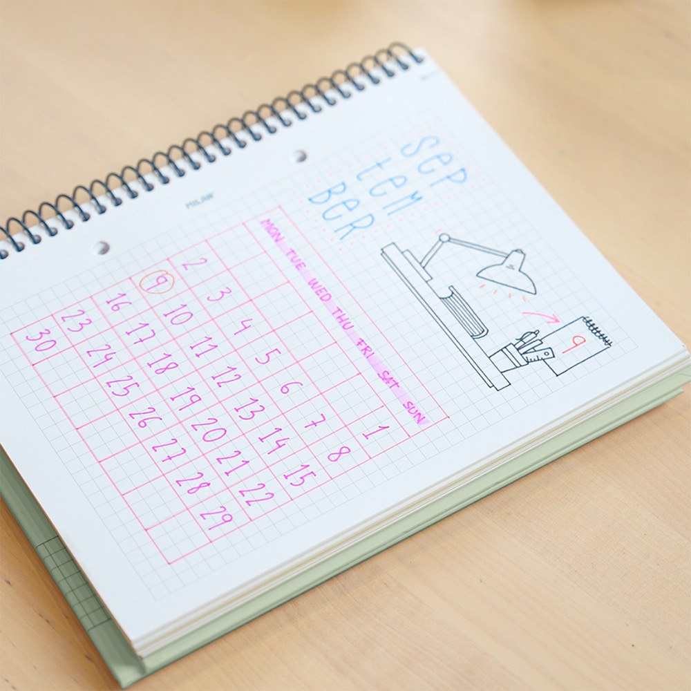 Cuaderno a5, con espiral, tapa dura, 80 hojas cuadriculadas, verde
