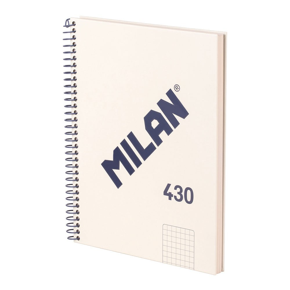 Cuaderno a5, con espiral, tapa dura, 80 hojas cuadriculadas, beige
