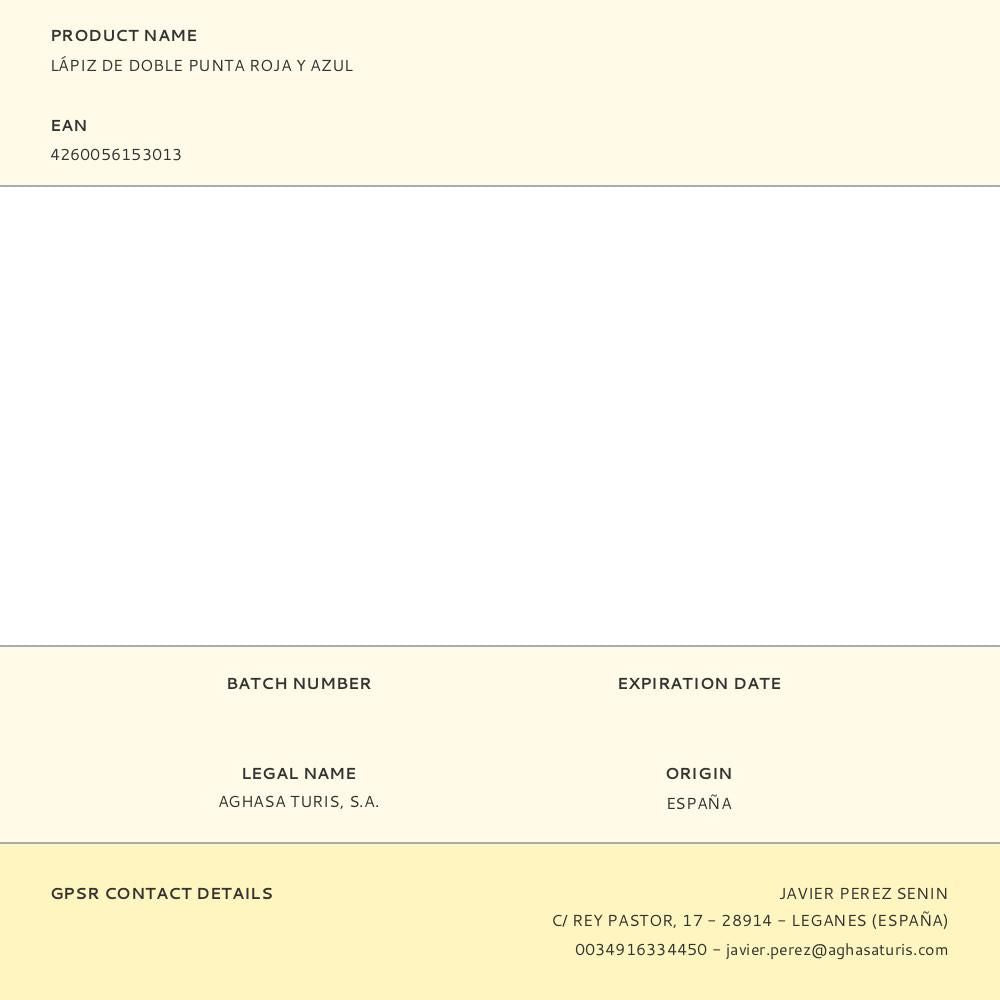 Lápiz de doble punta roja y azul