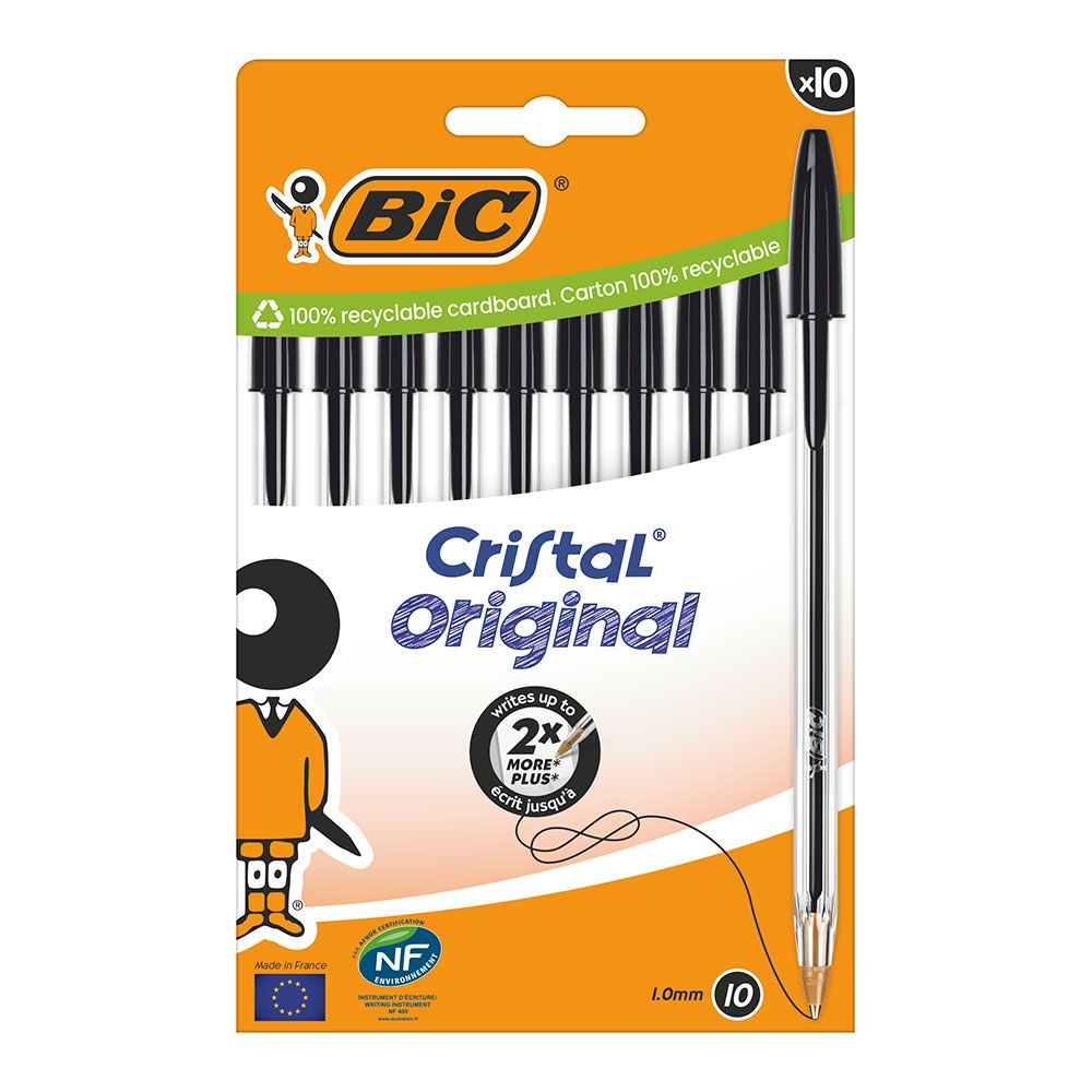 Bolígrafo cristal negro blíster 10 uds