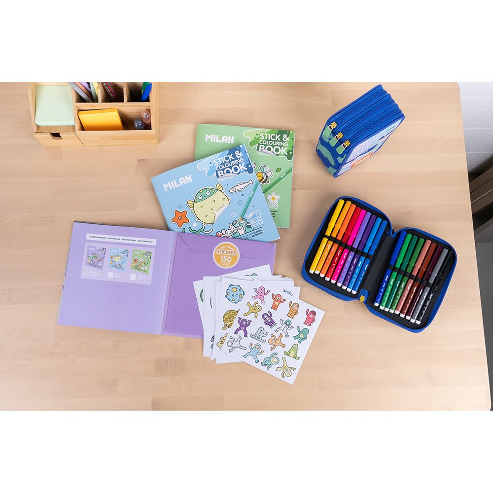 Cuaderno con adhesivos para colorear blue odissey