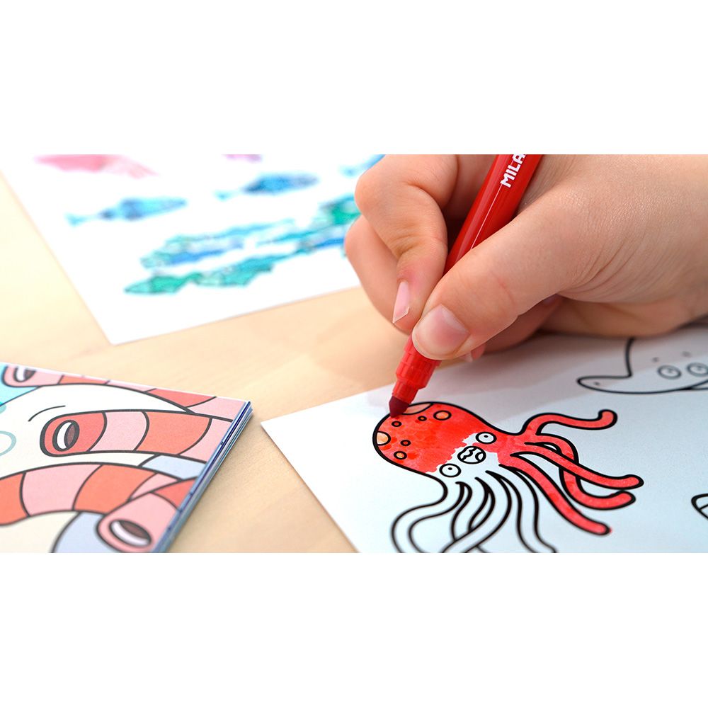 Cuaderno con adhesivos para colorear blue odissey