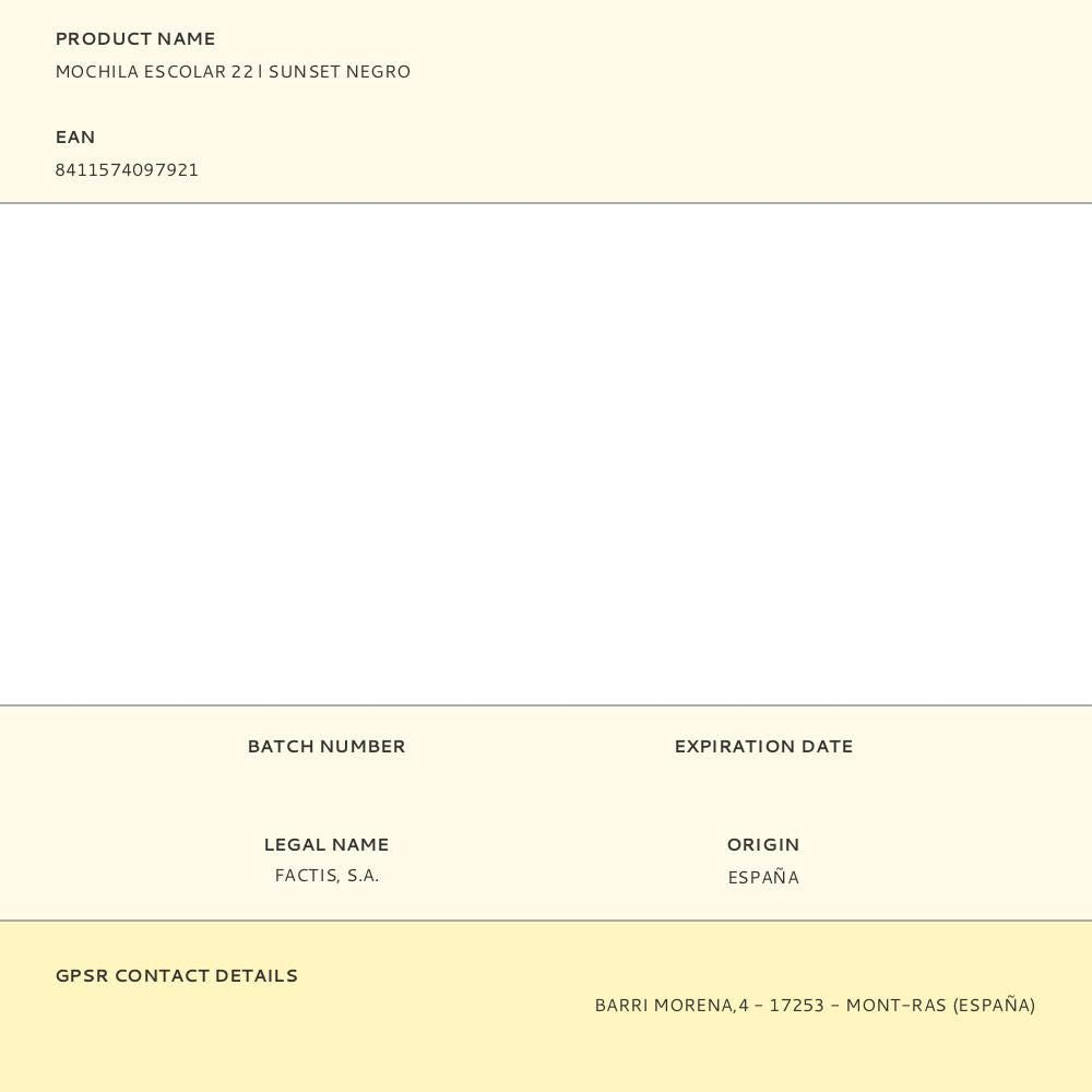 Mochila escolar 22 l sunset negro