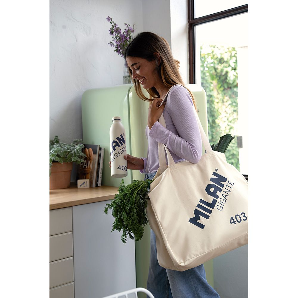 Bolso tote bag "milan® gigante 403 since 1918" beige