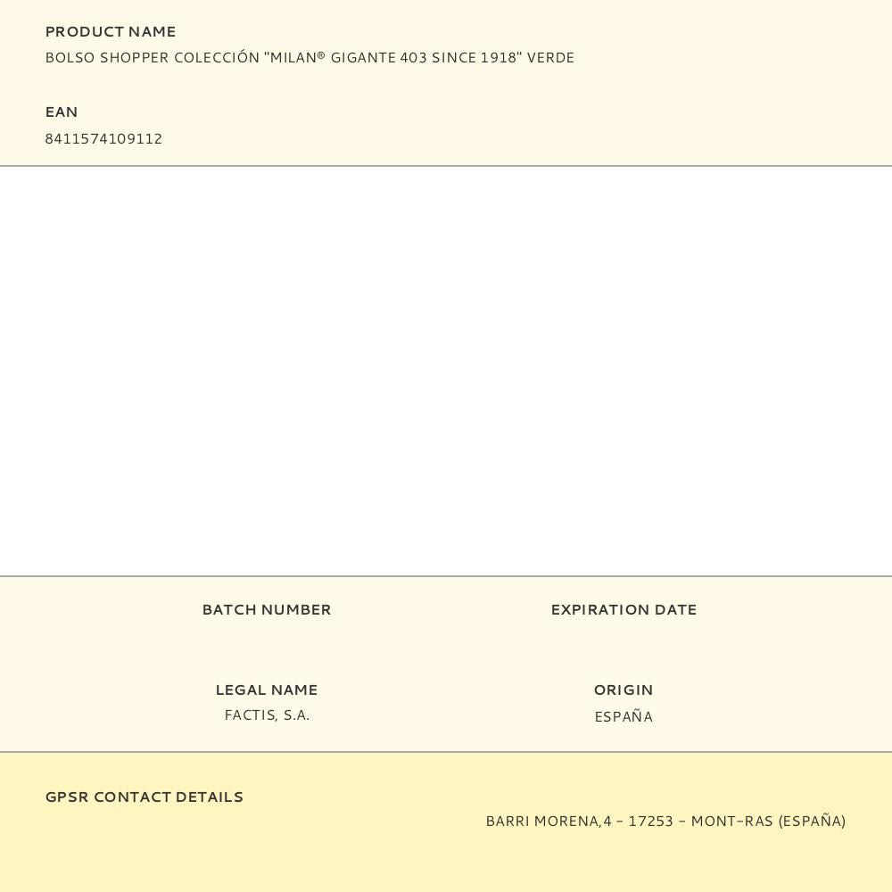 Bolso shopper colección "milan® gigante 403 since 1918" verde