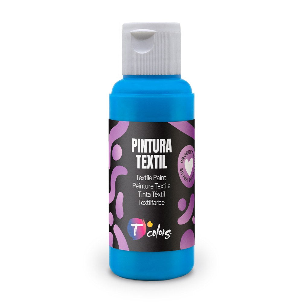 Pintura textil azul cyan, 80 ml