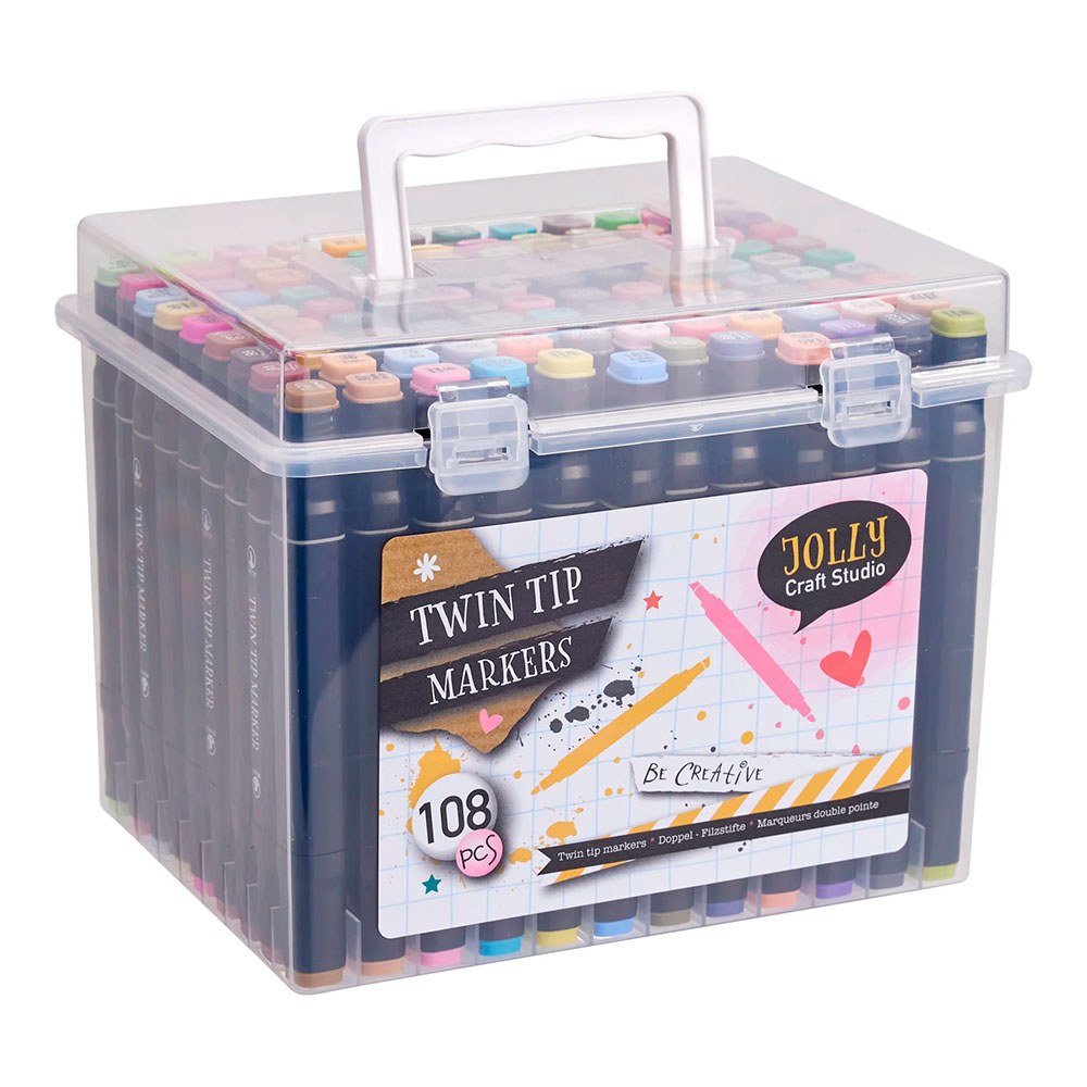 Marcadores de colores con doble punta, 108 uds, caja